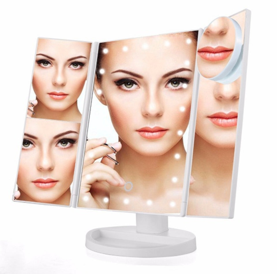 Smart 22' Foldable Triple-Panel LED Makeup Mirror
