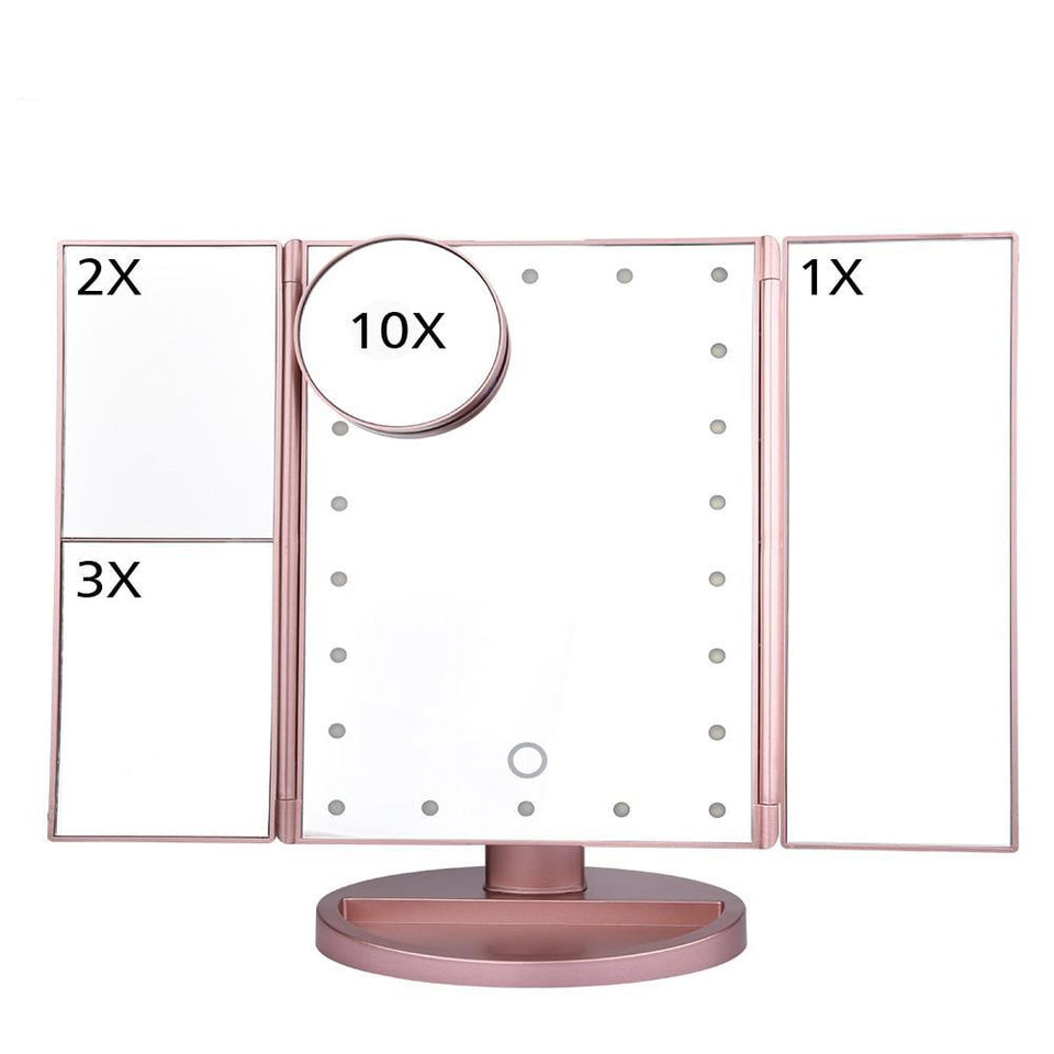 Smart 22' Foldable Triple-Panel LED Makeup Mirror